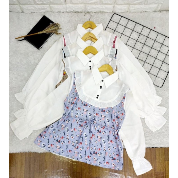 Baju atasan wanita blouse / Baju atasan wanita tangan balon / Baju atasan bunga - bunga