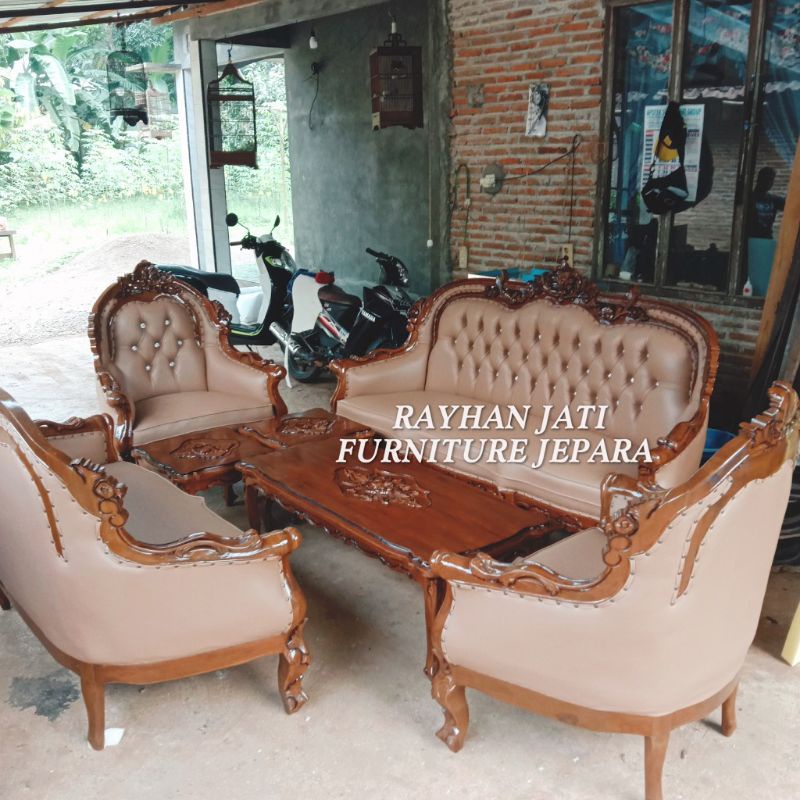 kursi tamu jati ukiran Virginia furnitur Jepara