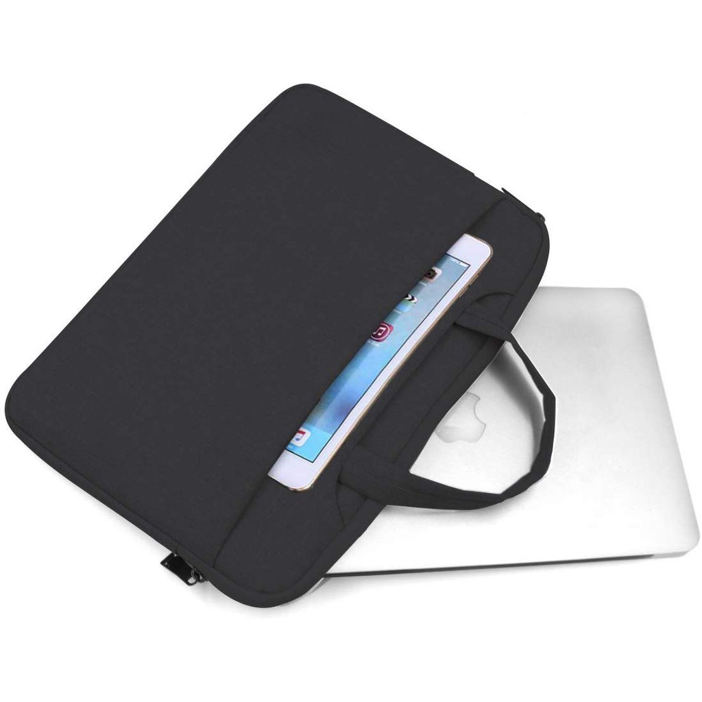 Tas Laptop 14inch Softcase Sleeve Macbook Pocket Handstrap Waterproof - Black