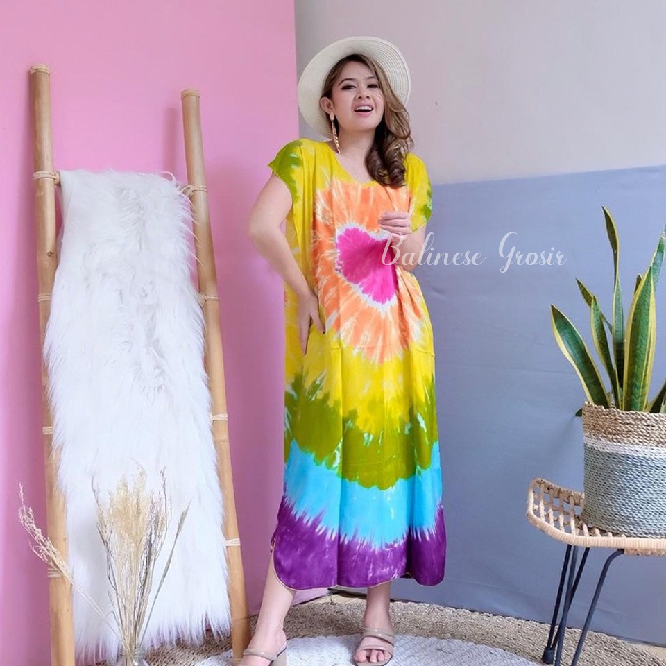 DASTER BALI JUMBO / DASTER PELANGI PANJANG BALI / DASTER BUMIL /  DASTER TIE DYE / DASTER RAINBOW