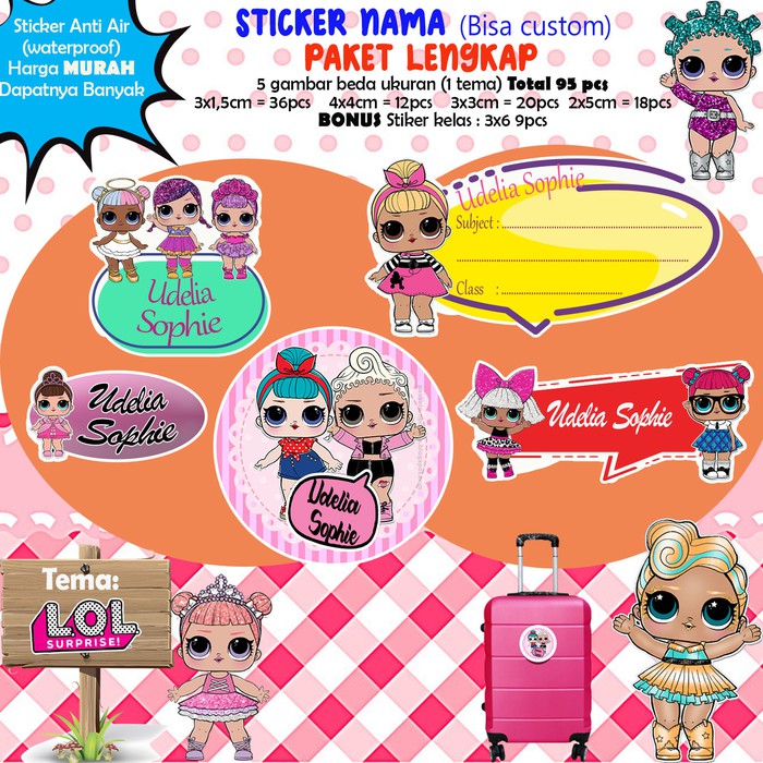 

Sticker Nama Lucu/Custom/Kartun/Cartoon/Waterproof - LOL SURPRISE 95pc