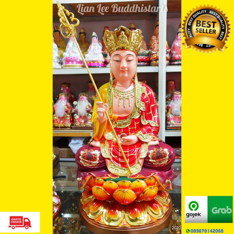 patung Buddha Bodhisattva Ksitigarbha Ticangwang Phusat uk 16 inch fiber