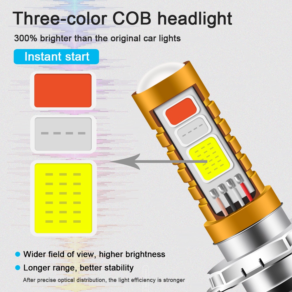 1pc Lampu Depan LED P15D H4 H6 BA20D Hi / Lo Beam 3 Warna Untuk Motor / Skuter