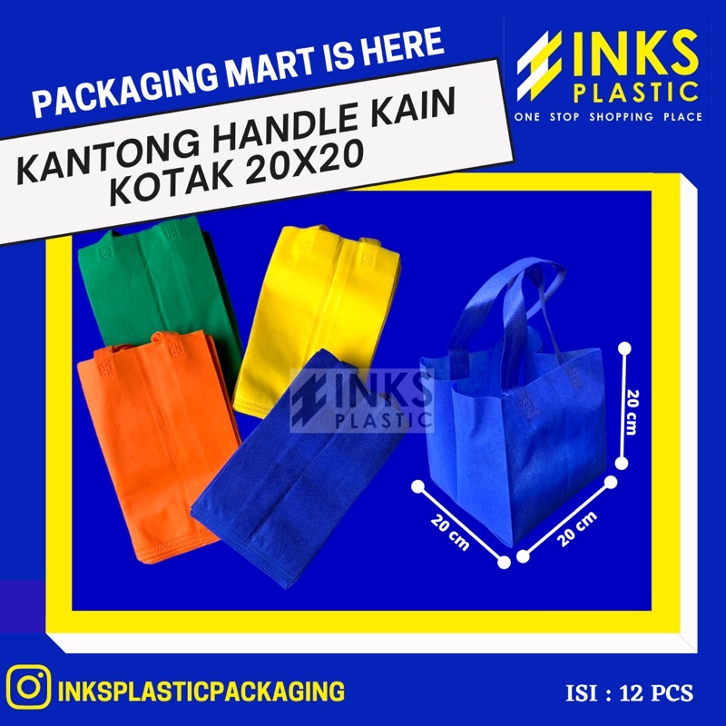 

TAS SPUNDBOND KOTAK 20x20/TAS KANTONG KAIN GOODIE BAG (12 BAG)