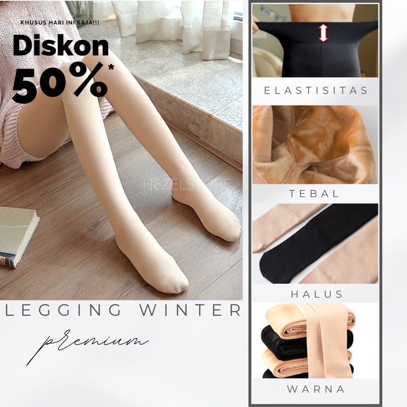 CELANA LEGGING WINTER FULL KAKI LEGGING THERMAL LAPIS BULU WINTER MUSIM DINGIN