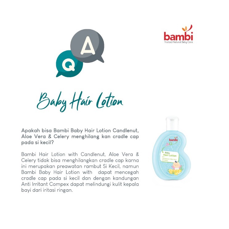 Bambi Baby Hair Lotion With Candlenut, Aloe Vera &amp; Celery 100ml