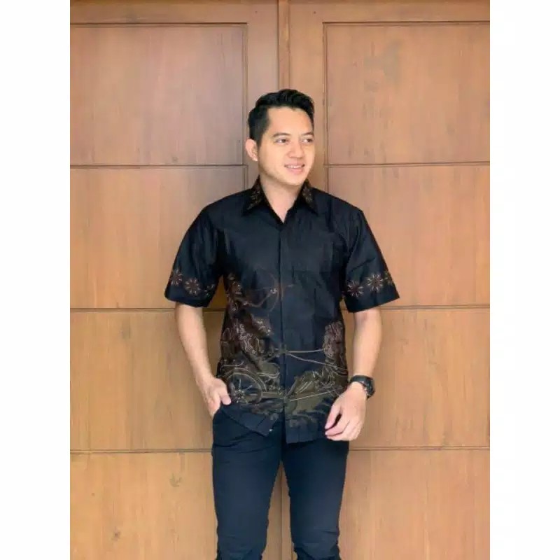Bswart Batik Hrb026 Kenongo Hem Pendek Padi Pekalongan M L Xl Batik Pria Murah Modern