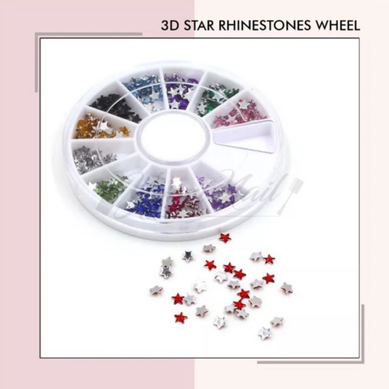 3D stars rhinestones wheel star rhinestone bintang rainbow multicolor