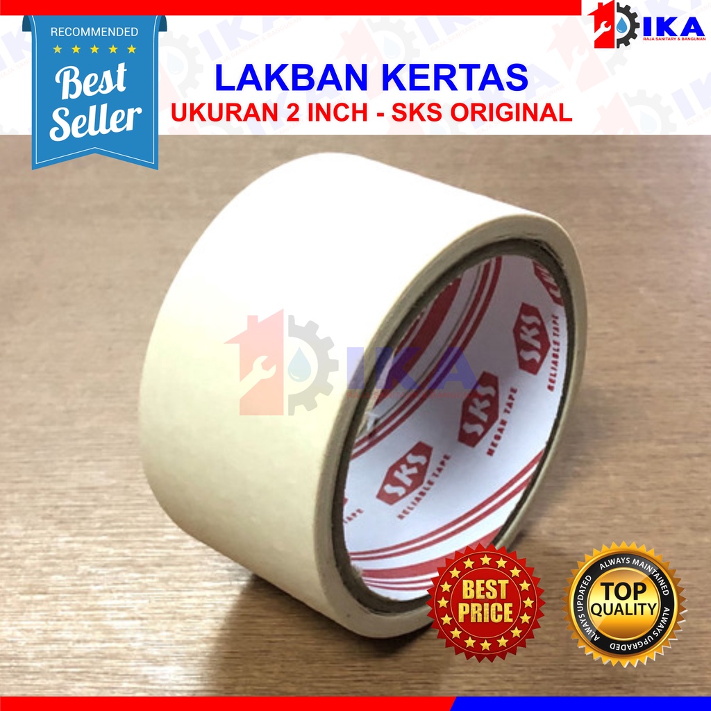 LAKBAN KERTAS / MASKING TAPE SKS 2 INCH / 48 MM LIST NGE CAT TEMBOK / BISA DITULIS LEM ASLI 100%