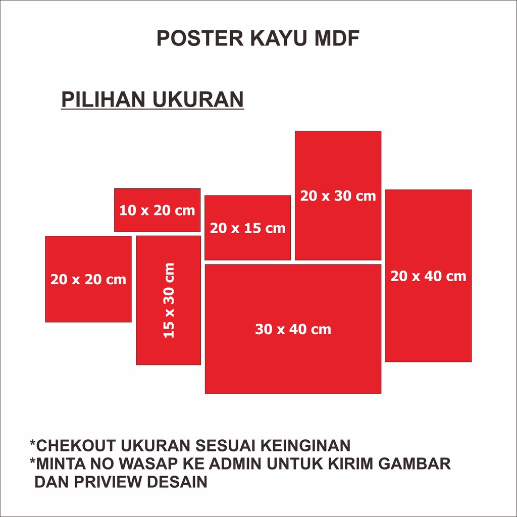 POSTER DINDING KAYU MDF CUSTOM 30 x 40 cm