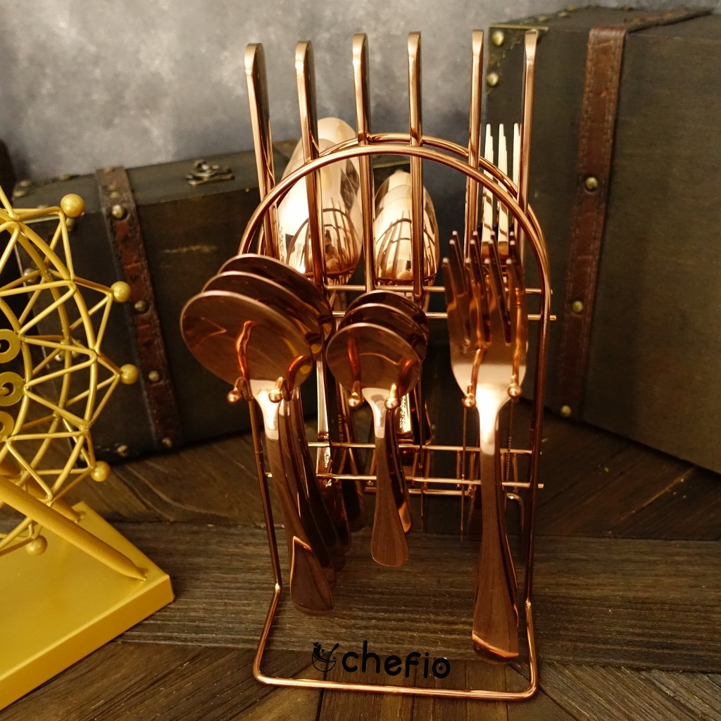 Chefio Sendok Set Stainless dan Rak / Cutlery Set With Holder