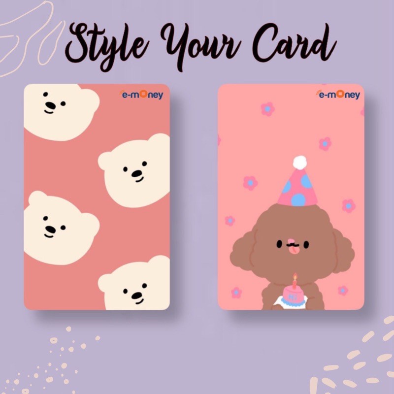 [CETAK 1 SISI] Motif Bear Korea Custom E-money Mandiri / E-toll Free tambah Nama