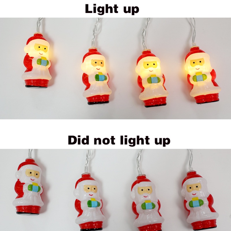 Lampu String 10 / 20 LED Tenaga Baterai Bentuk Santa Claus Untuk Dekorasi Pohon Natal