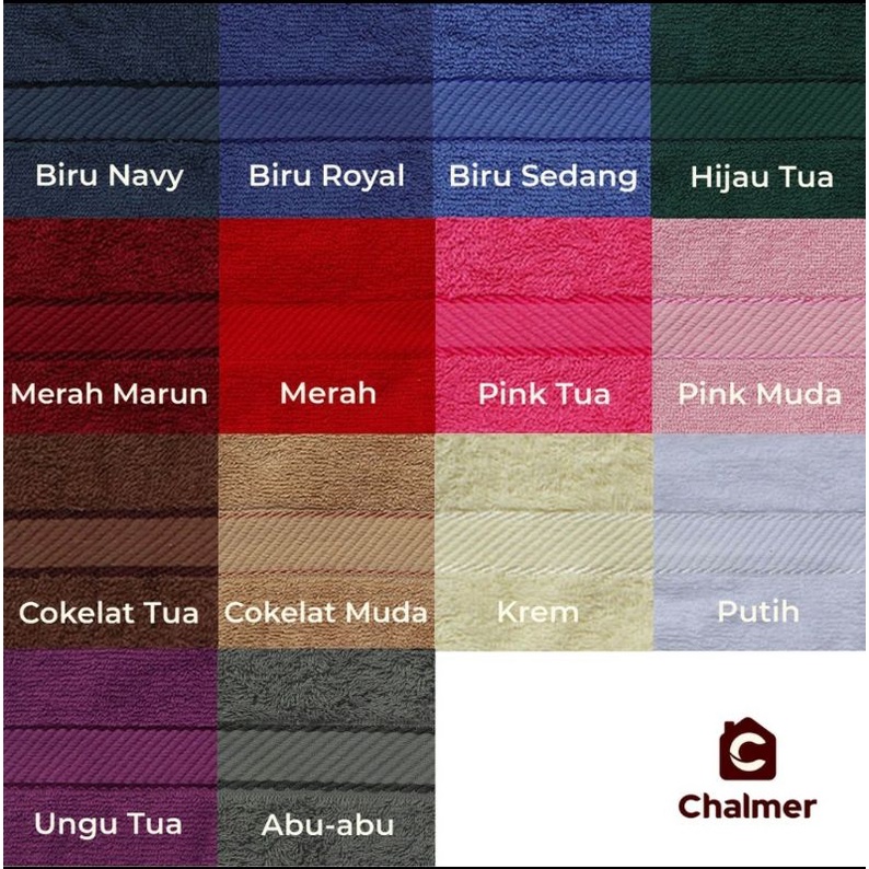 Handuk Chalmer 70 x 140 Handuk Mandi Dewasa Lembut Serap Air Tebal Berkualitas by Natural Terry Towel