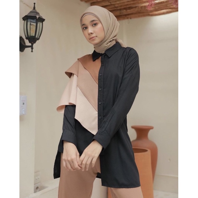 Dicha Brown Black top Pakaian wanita By Dya_id
