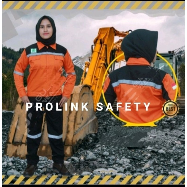 SERAGAM SAFETY SETELAN ORANYE HITAM RESLETING