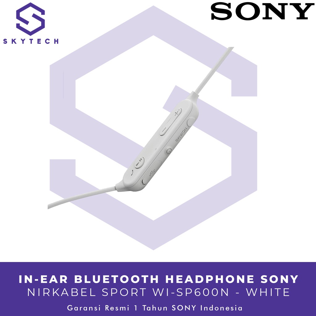 EARPHONE BLUETOOTH SONY WI SP600N WHITE ORIGINAL GARANSI RESMI