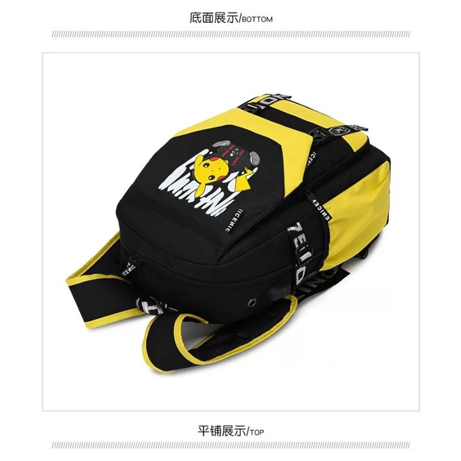 TAS RANSEL ANAK / TAS SEKOLAH ANAK KARAKTER MOTIF PIKACHU POKEMON GO / BAKPACK MULTIFUNGSI