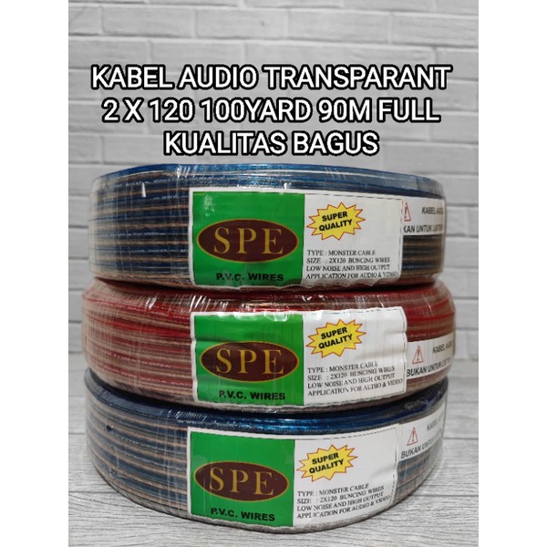 HARGA 1 ROLL Kabel AUDIO Transparant 2x120 100 YARD 90M FULL Kabel Audio LISTRIK TRANSPARAN BAGUS