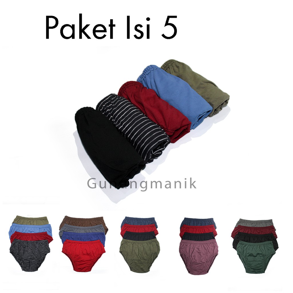 ISI 5 pcs CELANA DALAM PRIA DEWASA CD pcs size S.M.L.XL material katun menyerap keringat termurah