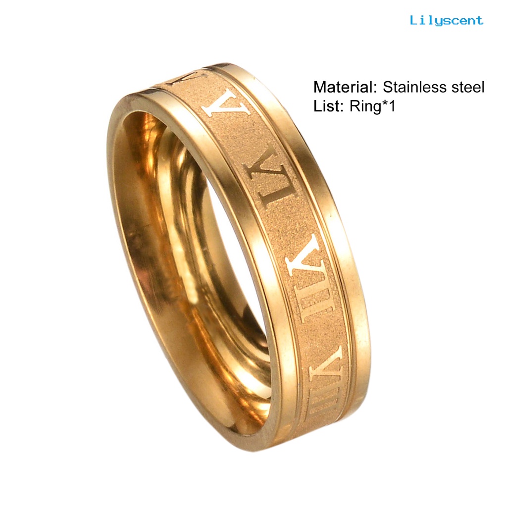 Ls Cincin Bahan Stainless Steel Desain Angka Romawi Gaya Simple Untuk Pria