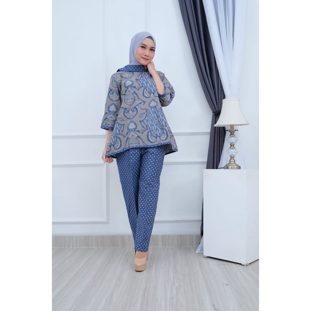 Setelan Kulot Celana Rok Batik Wanita Kantor Modern Sogan Pekalongan Sragen Solo - 06