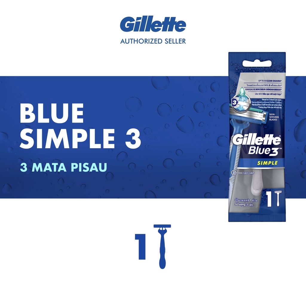 Gillette Alat Cukur Blue Simple 3 Isi 1 Razor Pisau Cukur