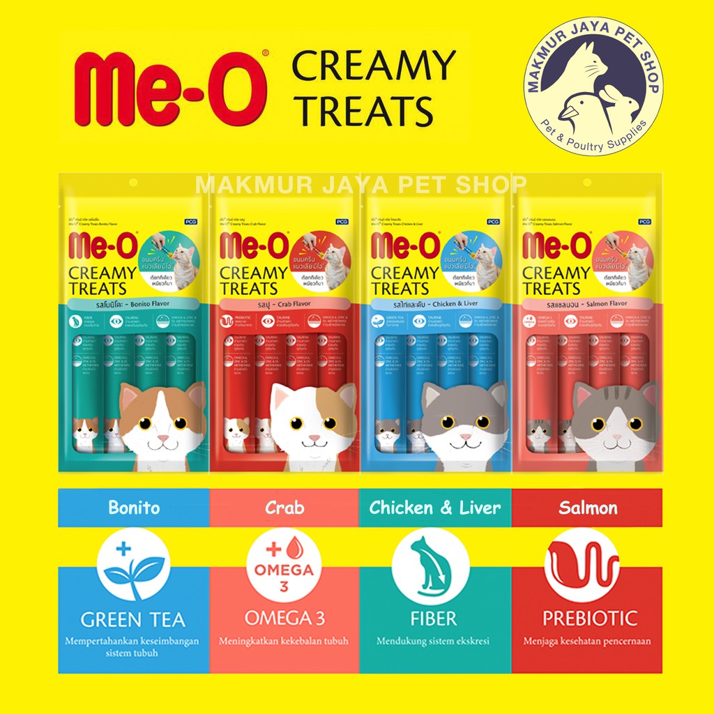 MeO Me-O Creamy Treats Snack Makanan Kucing isi 4 pcs / 15gr x 4