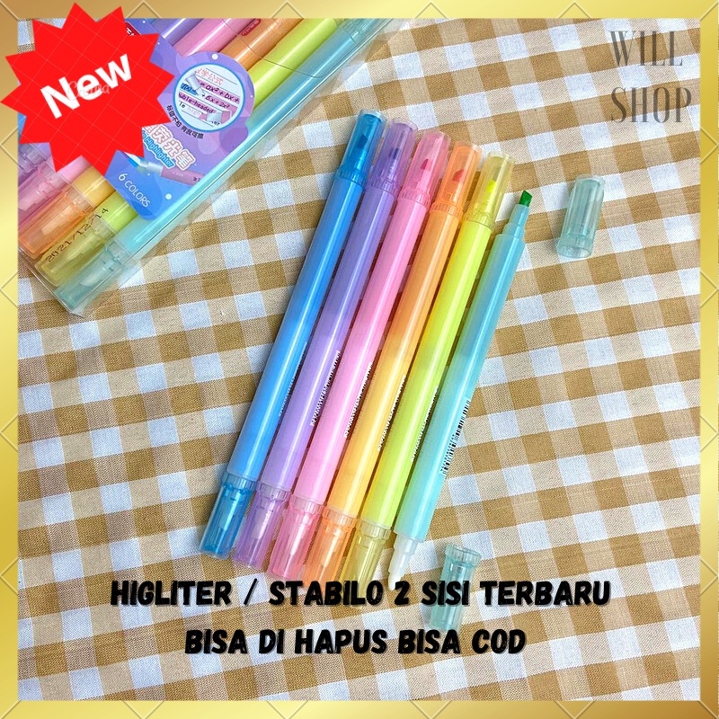 

1 SET DAPAT 6 SETABILO HIGHLIGHTER MARKER 2 SISI HD24 BISA DIHAPUS DENGAN BOX ERASEABLE WARNA WARNI ! ALAT TULIS TERMURAH READY COD