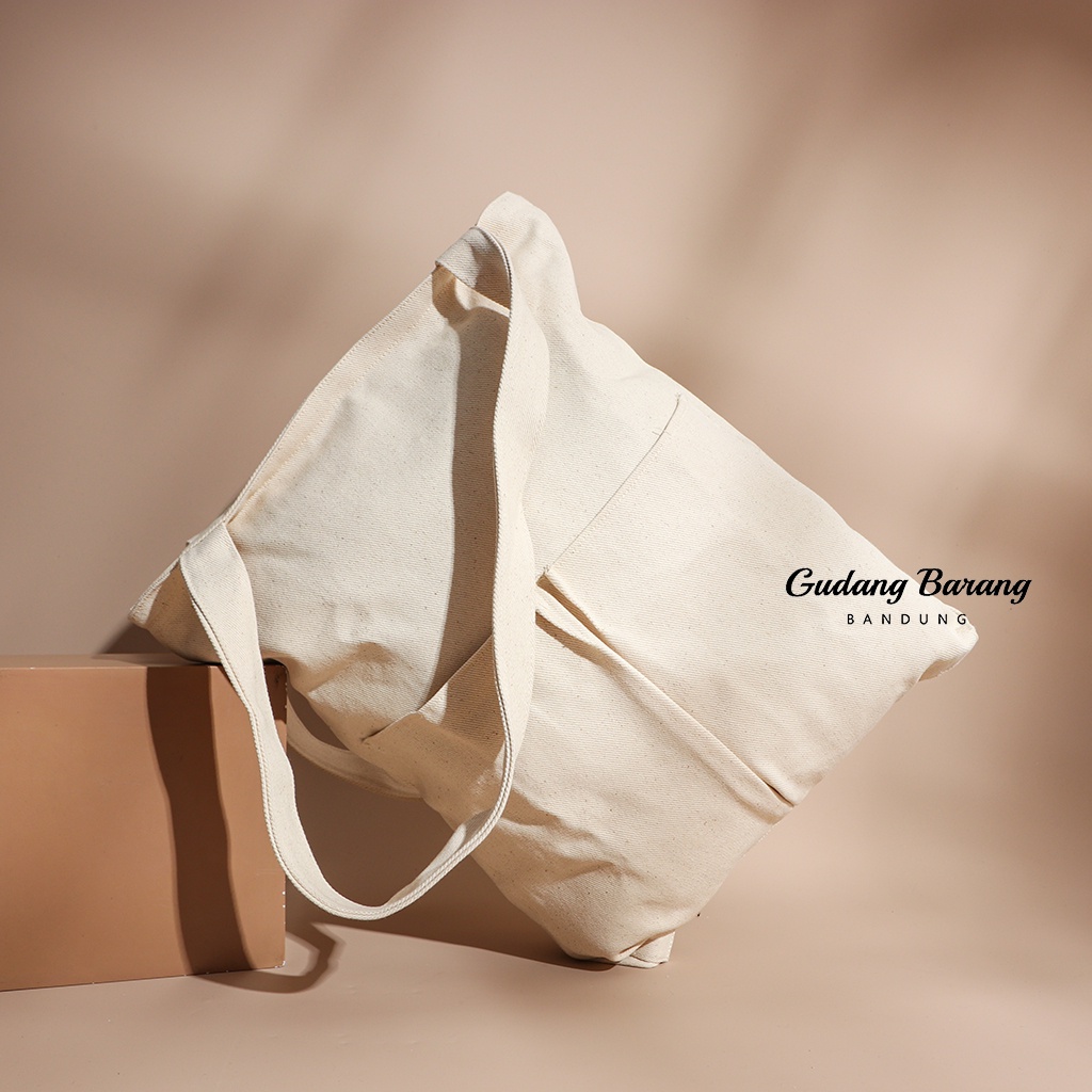 Totebag polos RAHMA totebag Canvas dengan Resleting dan Double Saku Tambahan Di Depan