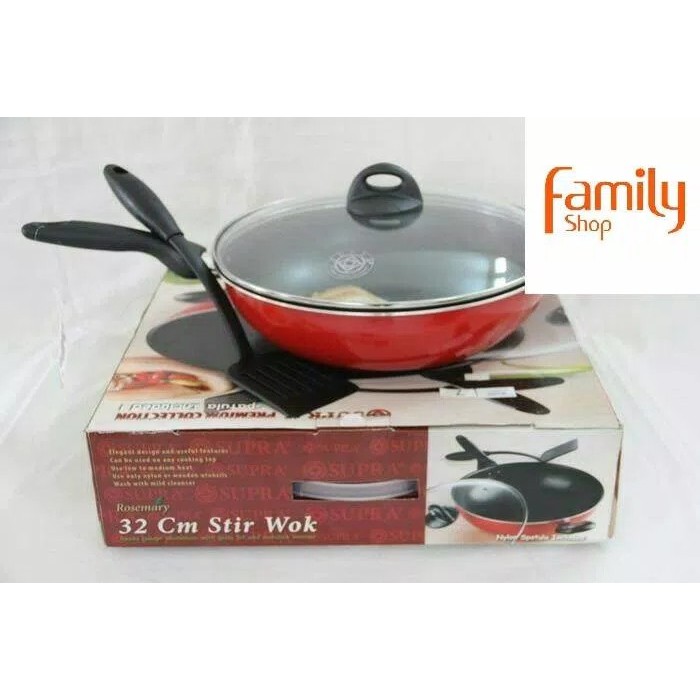 SUPRA PENGGORENGAN WAJAN SUPRA STIR WOK 32 CM TEFLON ROSEMARY TEBAL