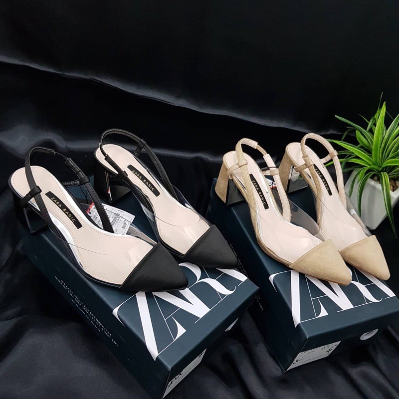 Chunky big heels by Zara basic import high quality short heels sepatu wanita hak tahu tali ankle