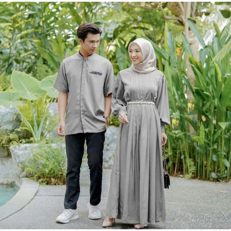 COUPLE RELINE PARTY DRESS / BAJU KONDANGAN COUPLE TERBARU / CP Reline / GAMIS DAN KEMEJA NIKAHAN SET / PAKAIAN COUPLE PASANGAN CP RELINE SHAKILA PREMIUM