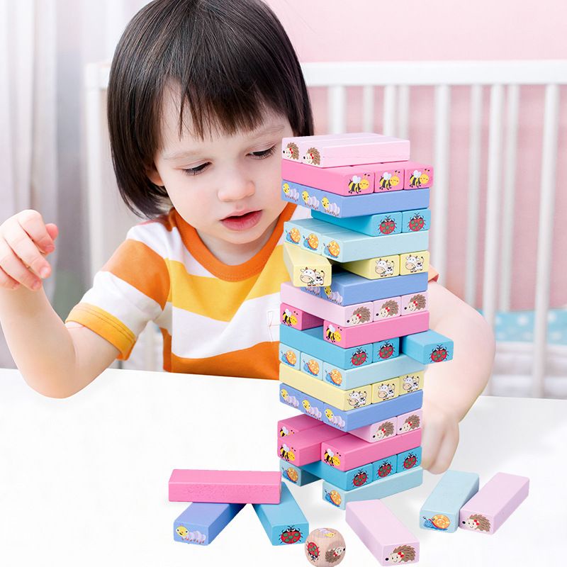 SALE MAINAN EDUKASI ANAK Mainan Kayu Anak-Stack High Blocks 51 pcs SUSUN BLOCKS