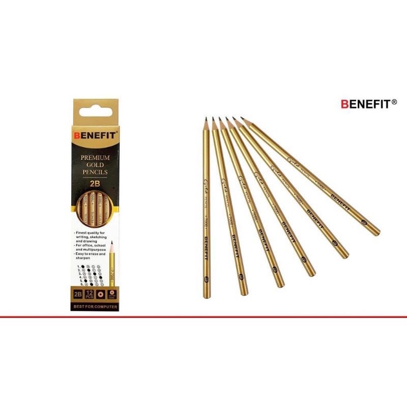 

12Pc Pensil Benefit 2B Gold dan silver Pensil Big gold
