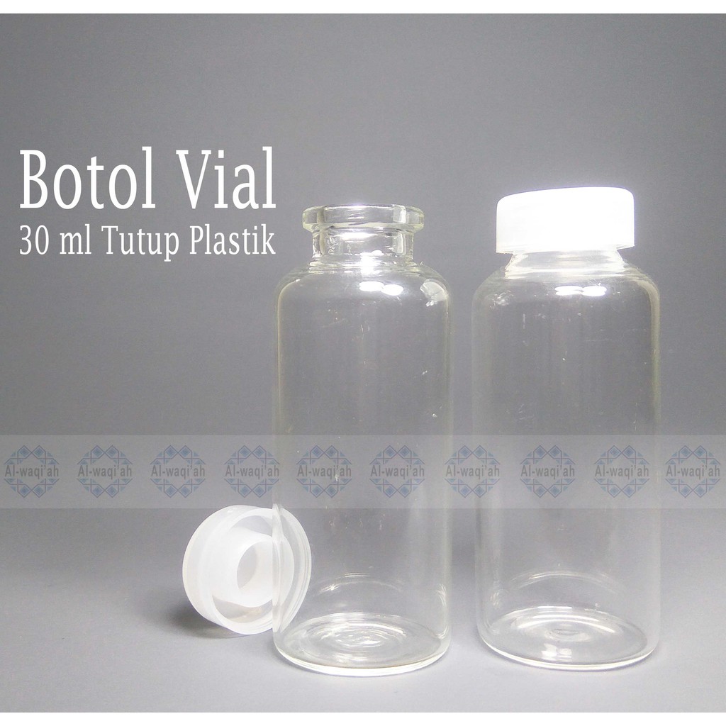  Botol  Kaca Vial  30 ml Tutup Plastik Pinisilin Tester 