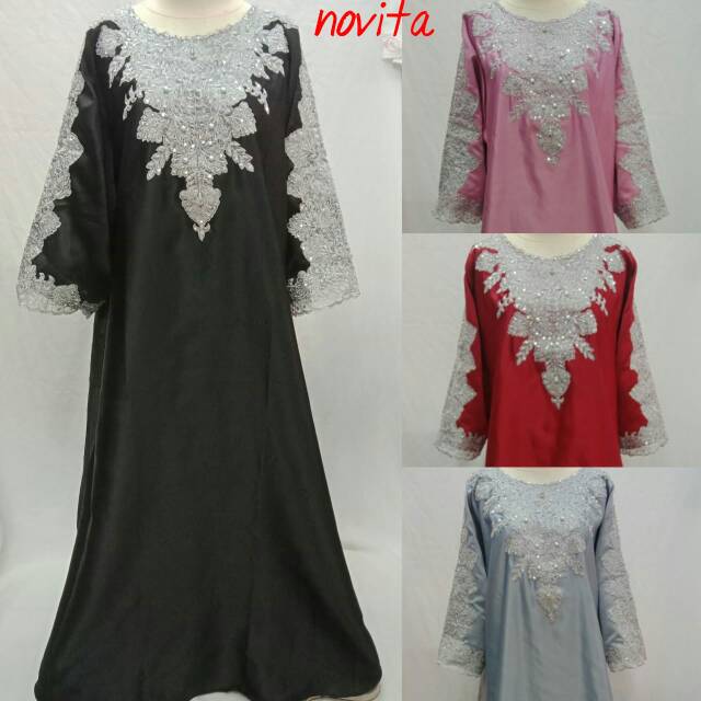 Gamis novita satin Bordir silver