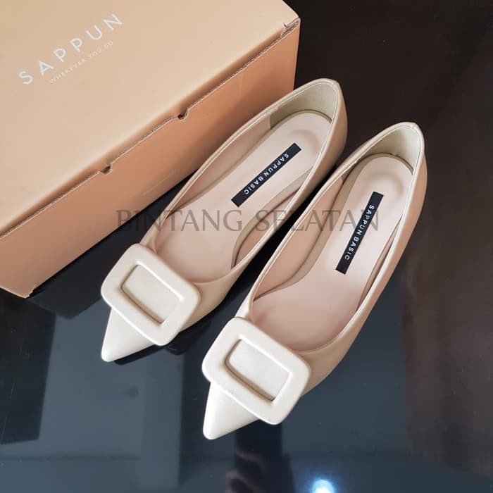 SAPPUN REILLY SQUARE STILETTO HEELS 1CM COLOR BEIGE