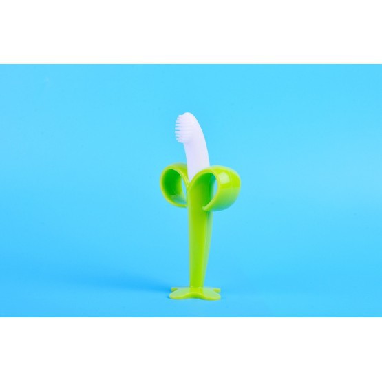 LYSASHOP - GIGITAN BAYI MAINAN TEETHER BENTUK JERAPAH BUAH - BUAHAN dan SIKAT GIGI PISANG-BANANA HIJAU