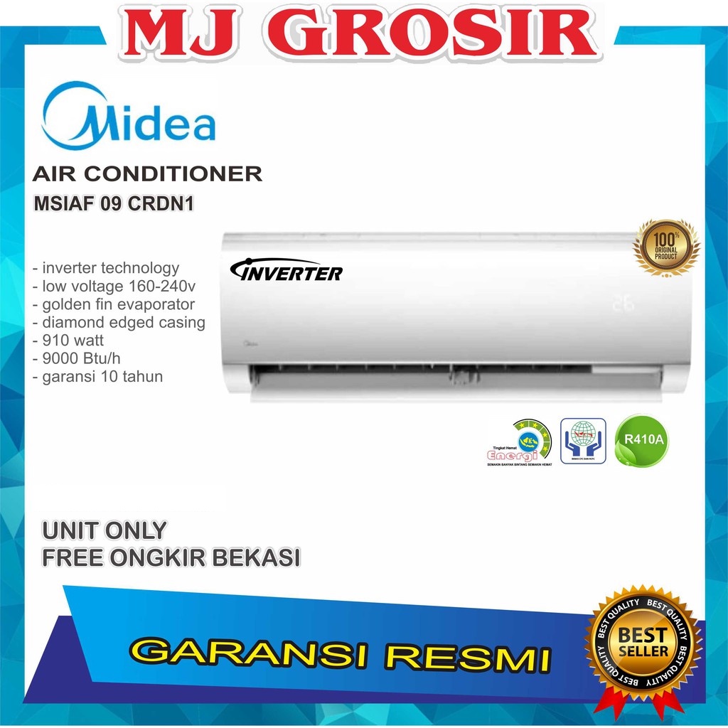 AC MIDEA MSIAF 09 CRDN1 1 PK R410 LOW WATT 910 W INVERTER UNIT ONLY