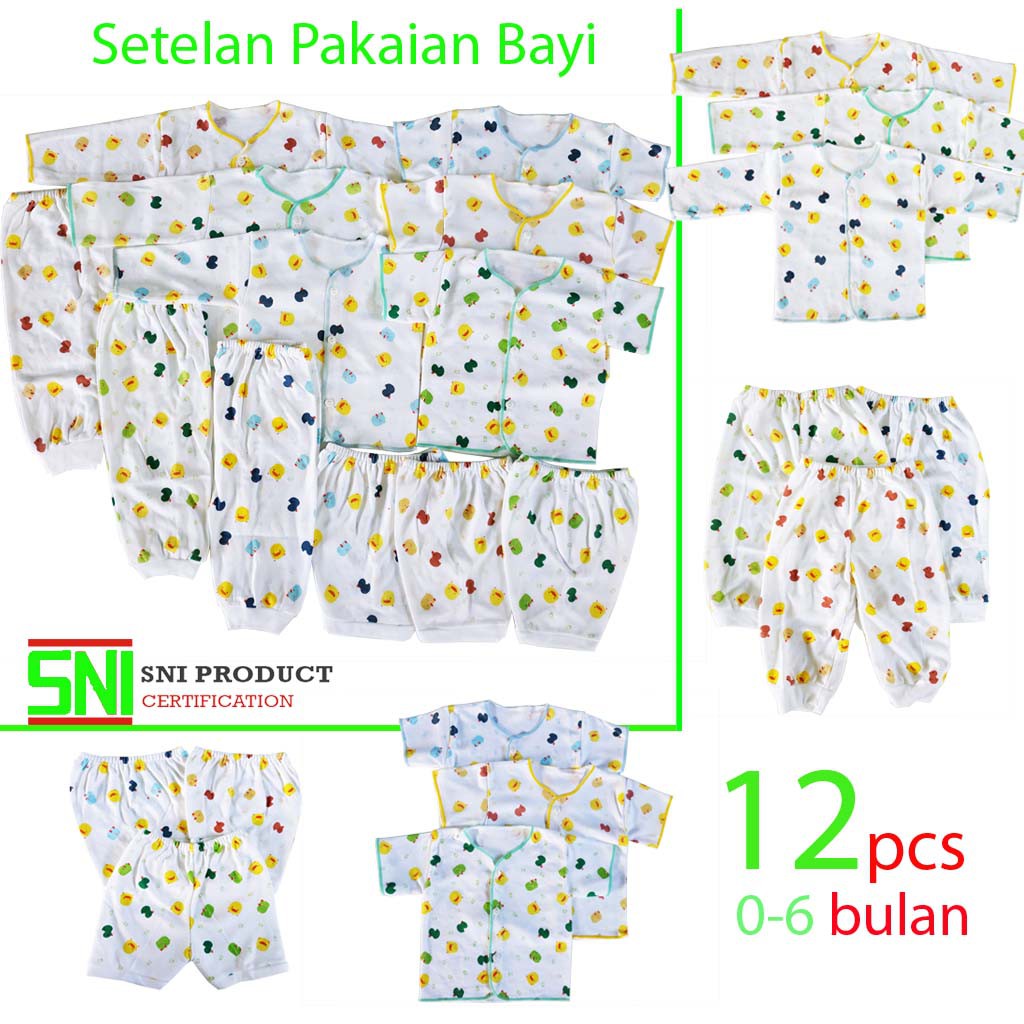 12pcs Piyo Paket Perlengkapan Bayi Baru Lahir Gift Set Newborn Setelan Baju Celana Kado Anak
