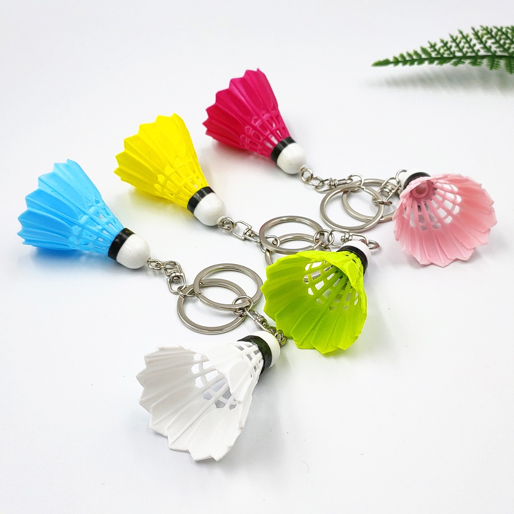 QUINTON Men Women Mini Badminton Club Gifts Car Key Holder Badminton Keychain Creative Bag Pendant Colorful Sports Key Chain Jewelry PVC Shuttlecock Key Chains/Multicolor