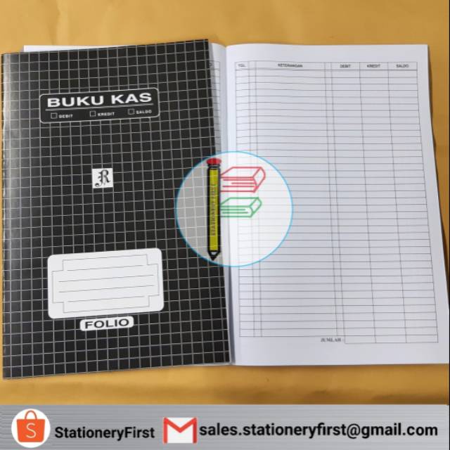 Buku Kas Akuntansi 3 Kolom Debit Kredit Saldo Folio Besar Hitam