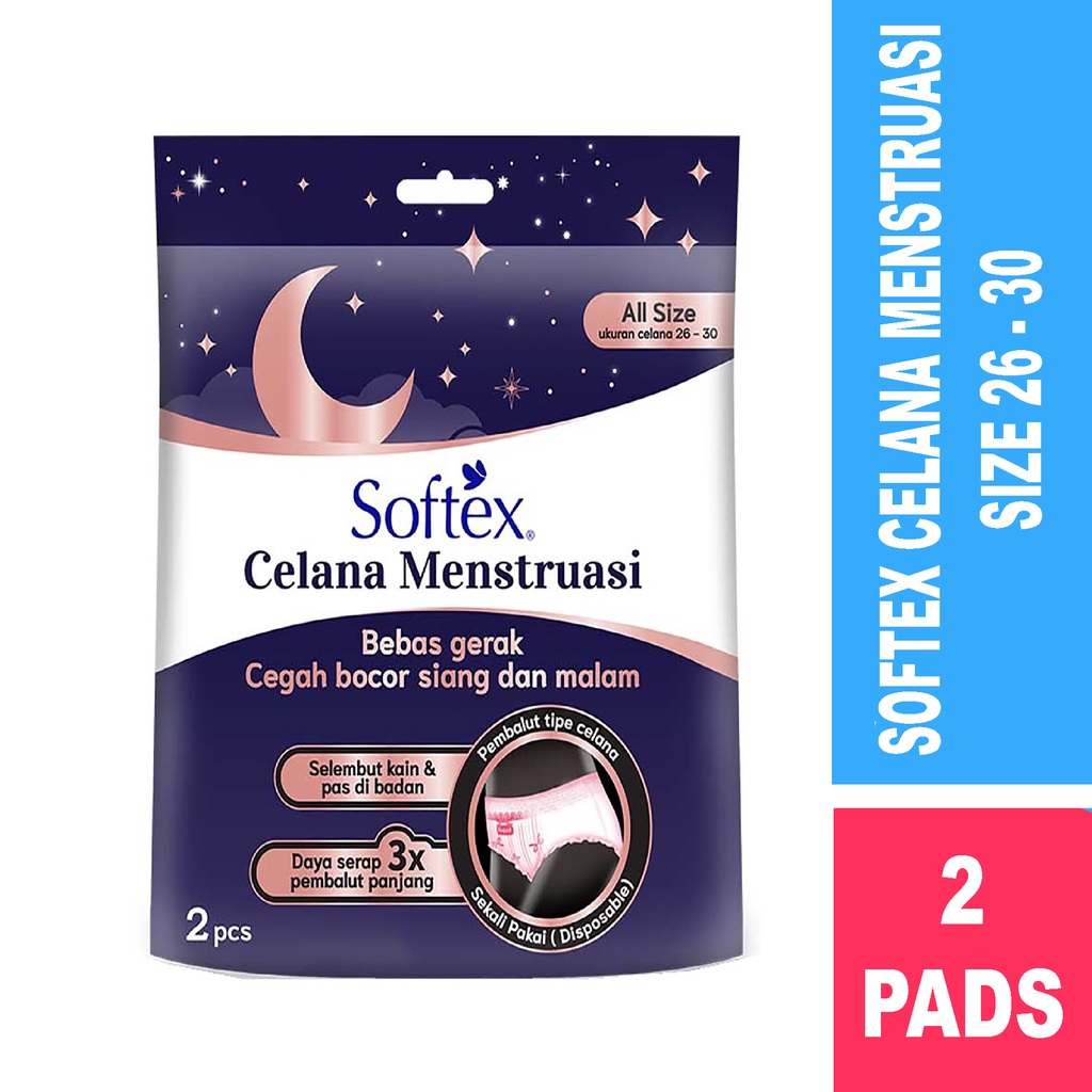 Bisa COD Softex Celana Menstruasi All Size ukuran 26-30 Menstruasi Pants 2 Pcs