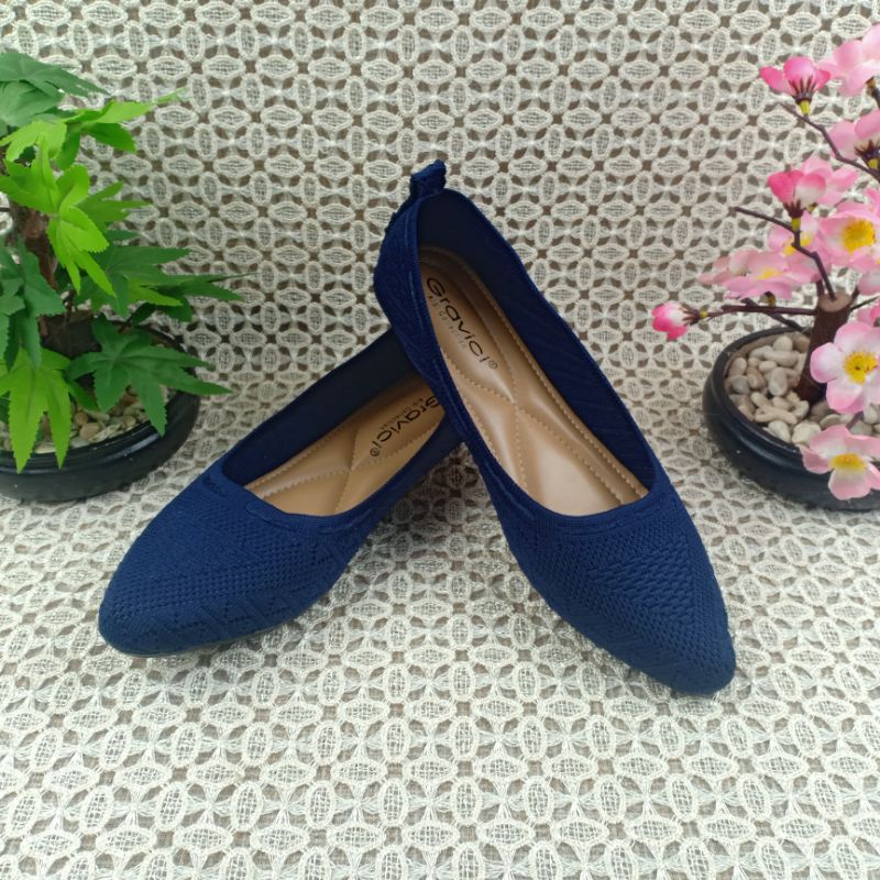 GRAVICI - Sepatu Flat Rajut Import Wanita Elegan DO-36