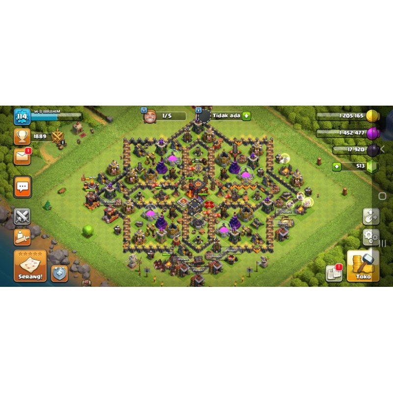 AKUN CLASH OF CLANS TH 10 AQ ON SKIN