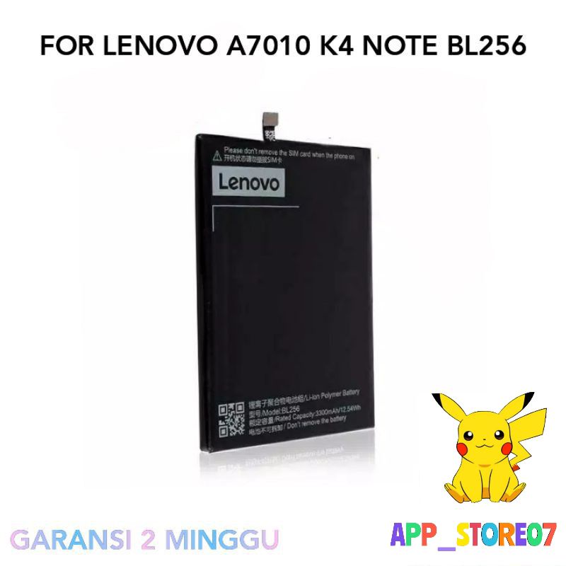 BATTERY BATERAI BATRE LENOVO BL256 K4 NOTE VIBE X3 LITE A7010 A48 BL-256 BL 256 ORIGINAL -