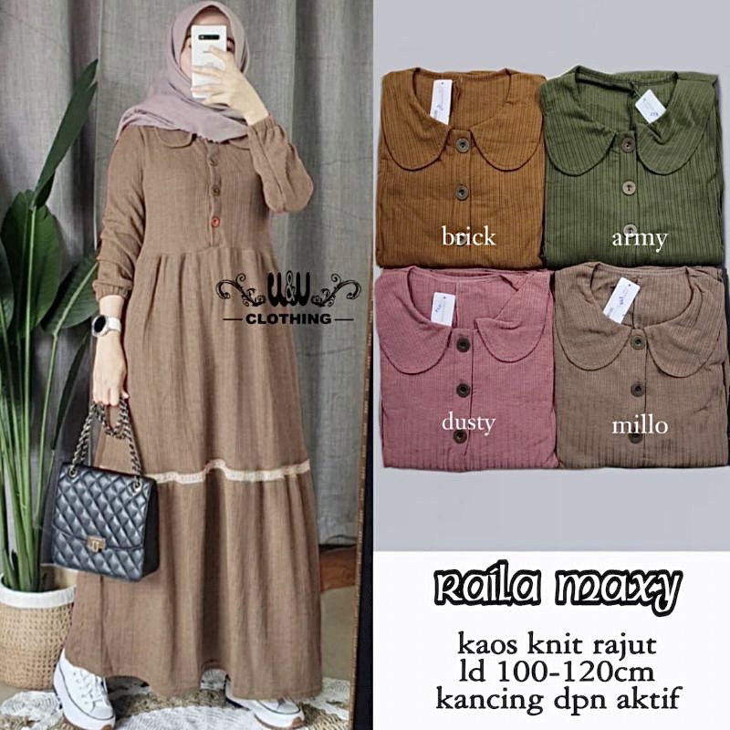 Raila Maxy - Gamis Knit Rajut Busui LD100+ / 371-6944