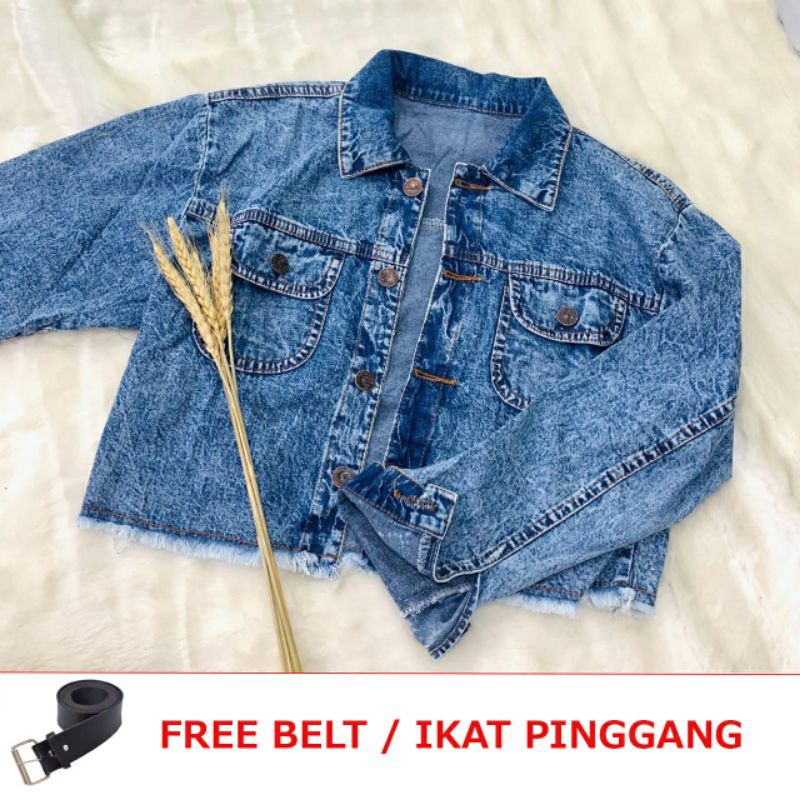 BISA COD. JAKET JEANS RAWIS. GRATIS BELT 2 UK L XL SNOWNBLUE