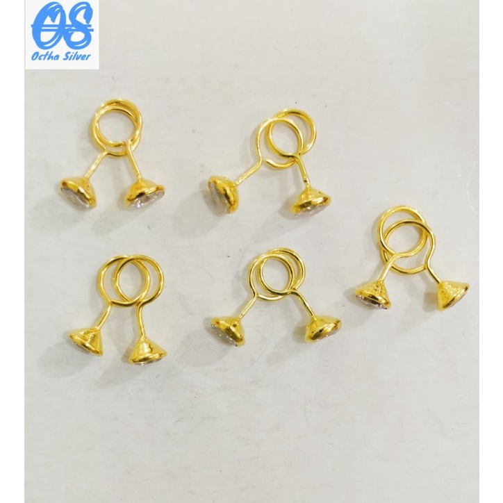 ANTING TOGEH MATA PUTIH 1GR PERAK 925 LAPIS MAS